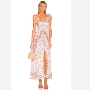 Poupette St Barth Denise Maxi Dress in White Pink Grenade